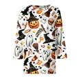 thumbnail image 4 of Womens Halloween Shirts Funny 3/4 Sleeve T Shirts Horror Pumpkin Witch Hat Printed Tops Spooky Round Neck Pullover Holiday Three Quarter Length Blouses, 3XL, 4 of 5