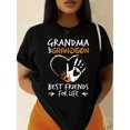 thumbnail image 1 of Camiseta de cuello redondo con estampado de abuela, nieto, palmeras y letras, top informal de manga corta para verano y primavera, ropa de mujer, camiseta deportiva de ocio., 1 of 6