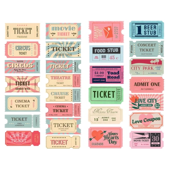 Retro Paper Ticket Sticker Pre-cut Anti-UV Waterproof Decoration Album Planner Stickers Scrapbooking Diary Sticky Paper Flakes