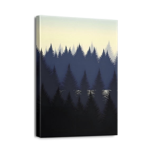 Explore the Wilderness 12x16in Forest Draw - Aesthetic Bedroom Wall Decor with Foggy Mountain & Green Woodland Scenes