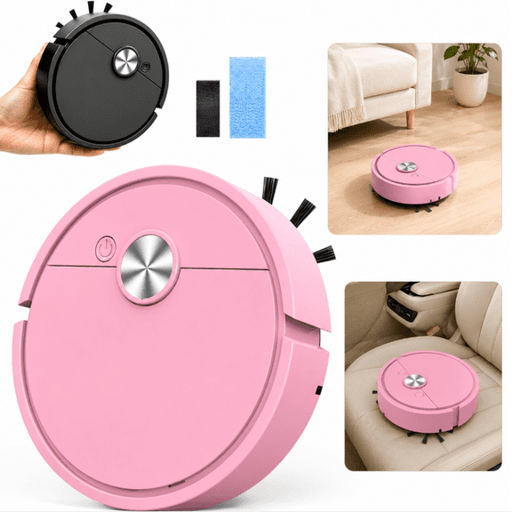 Mini Robot Vacuum for Car, Smart 3-in-1 Cleaner, Rechargeable Sweeping & Mopping Robot for Pet Hair, Hard Floors and Small Spaces