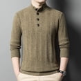 thumbnail image 3 of Suéter de lana de cuello medio con botones, grueso y cálido, nuevo, para hombre, jersey de marca de negocios para otoño e invierno, 3 of 5