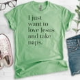 thumbnail image 2 of I Just Want To Love Jesus And Take Naps Shirt, Unisex Women's Men's Shirt, Christian Shirt, Jesus Saying, Heather Apple Green, Medium, 2 of 6