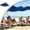 Blue, variant on Retractable Wave Sun Shade Sail, Water Proof UV and Sun Protection Canopy Shade Cover with Mounting Kit for Outdoor Pergola Garden Sun Room Patio