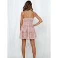 thumbnail image 5 of Women'S 2025 Summer Floral Mini Dress Bohemian Flowy Dress Short Sleeveless Ruffle Spaghetti Strap Dress Pink Dots M, 5 of 6