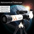 thumbnail image 3 of Telescopio de apertura de 70 mm con visor de trípode Oculares Telescopio de refracción astronómico p Irfora Blanco, 3 of 7