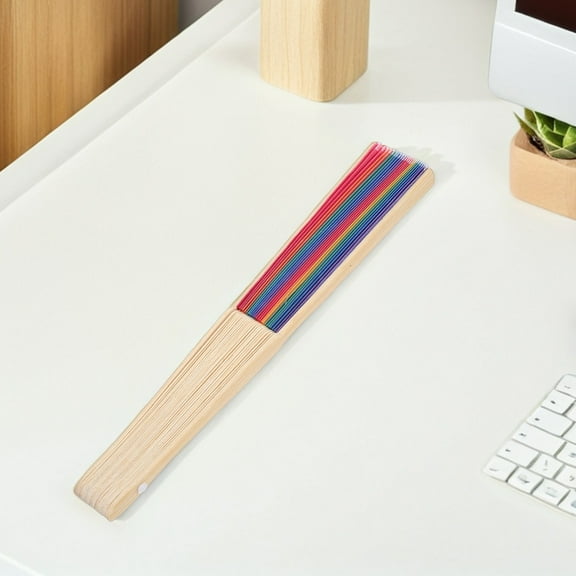 Masteelf 5pcs Folding Hand Fan Rainbow Chinese Fans Japanese Handheld Fans For Wedding Cooling Dance Decoration For Women Men