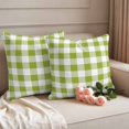 thumbnail image 2 of Green Plaid Outdoor Waterproof Pillow Covers, Gradient Geometric Buffalo White Checkered Decorative Square Throw Pillowcase Sofa Cushion Sham for Patio/Couch/Chair, 18"x18" 2 Pack, 2 of 8