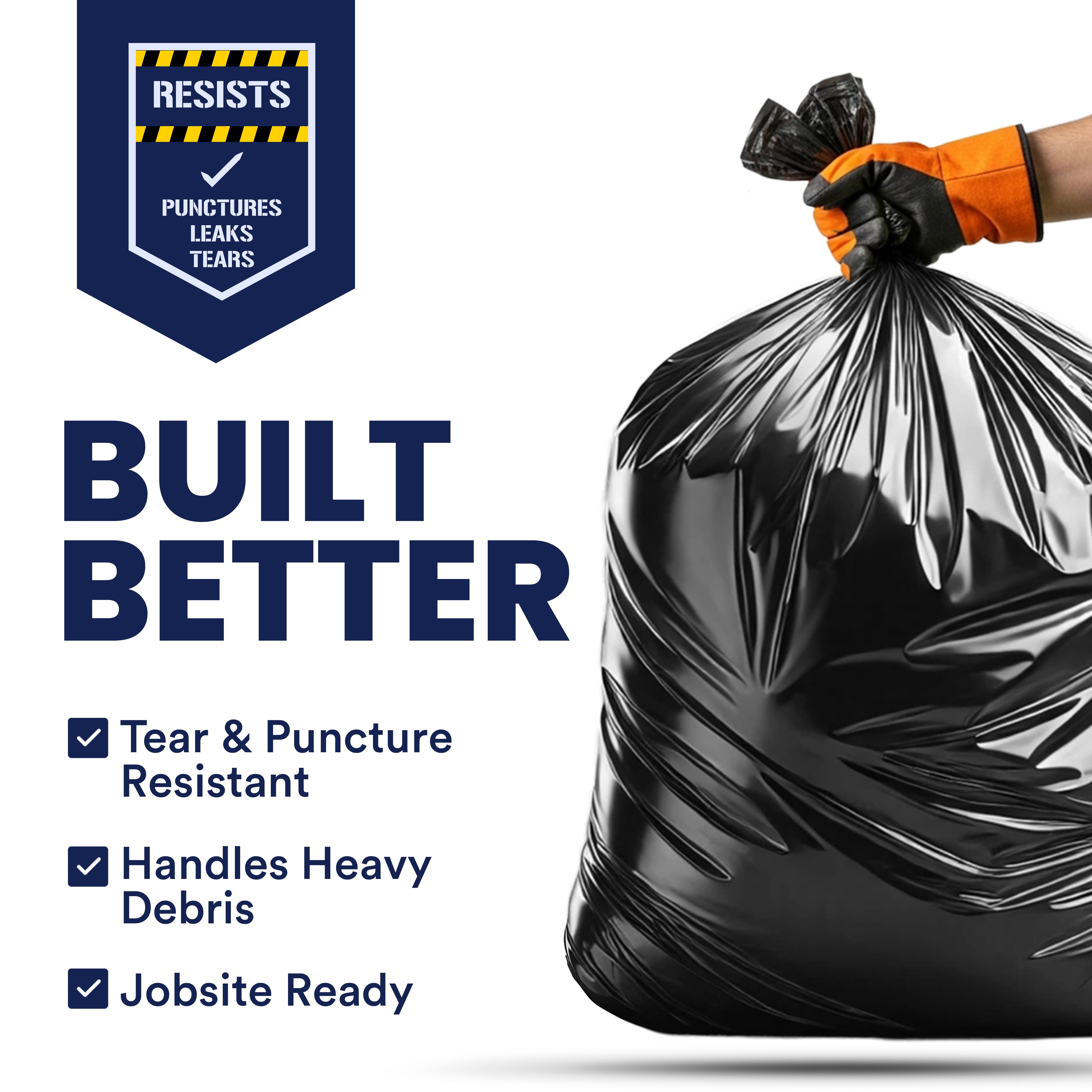Plasticplace Contractor Garbage Bags: 55 Gallon Trash Bags Heavy Duty, Big Black Trash Bags, 38"x58", 4.0 Mil, Pack of 32
