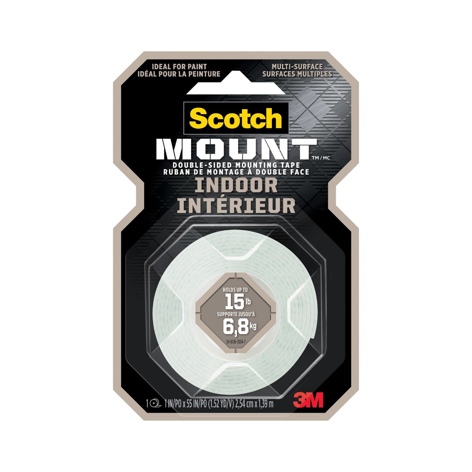 (6 pack) Scotch-Mount Indoor Double-Sided Mounting Tape, 1 in x 55 in, 1 Roll