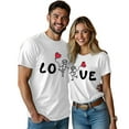 thumbnail image 3 of Chandails à Col Rond pour Couples Assortis T-Shirt de la Saint-Valentin à Manches Courtes Mode à Imprimé Cœur T-Shirt Ample Léger Confortable Doux T-Shirt de Base pour Lui et Elle Vêtements de Vacances Blanc G, 3 of 4
