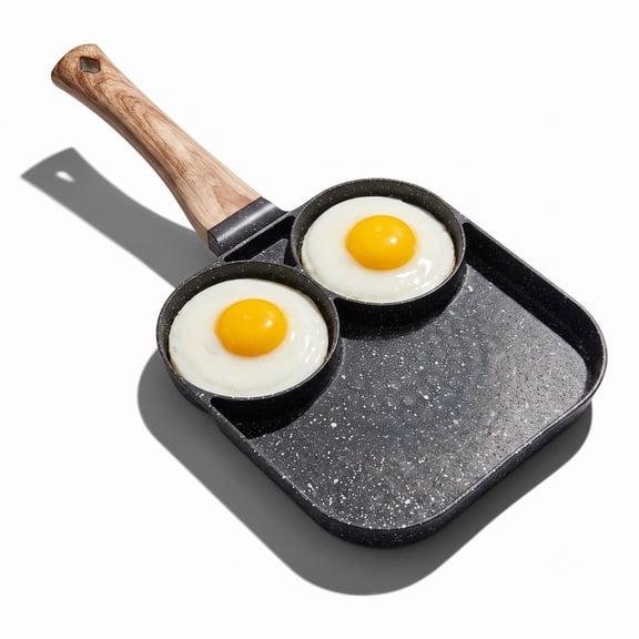 M Buder Egg Frying Pan, 3-Cup Nonstick Egg Pan , Aluminum Breakfast Skillet for Breakfast, Pancake, Hamburger, Sandwiches, Suitable for Gas Stove & Induction Cookware
