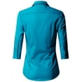 thumbnail image 3 of Doublju Women's 3/4 Sleeve Slim Fit Button Down Dress Shirt (Plus Size Available), 3 of 5