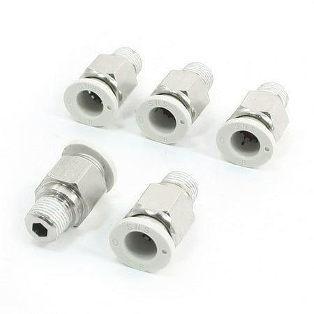 Unique Bargains 5 Pcs 10mm Male Thread to 8mm Hose Air Compressor Quick Fittings Couplers