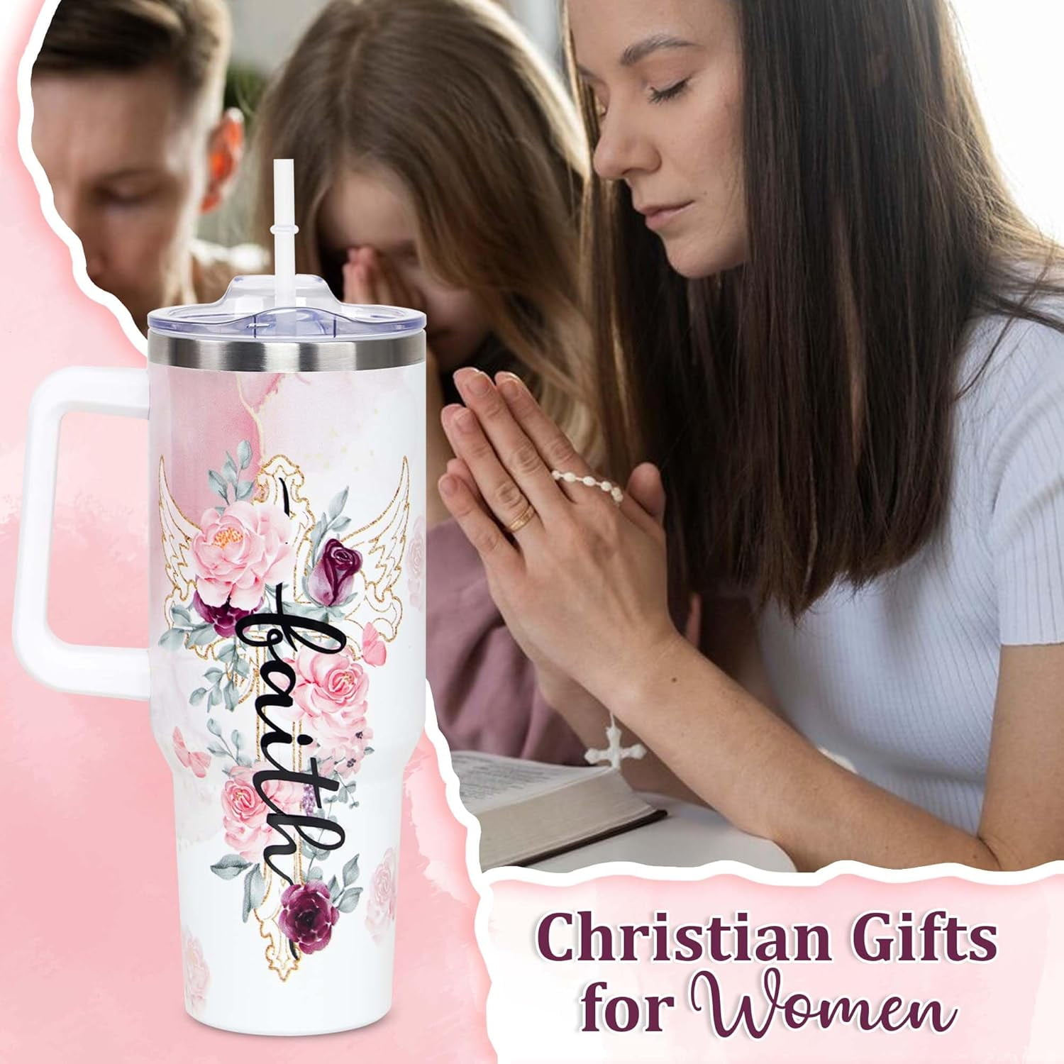 Christian 40 OZ Tumbler, Christian Gifts For Women Faith, Mother's Day, Birthday, Christmas Gifts for Women, Inspirational, Religious Gifts For Mom, Friend, Sister, Grandma, I Am A Child of God Cup