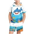 thumbnail image 2 of ZOYOEN Boys 3D Print Outfits Set- Fashion Casual Short Sleeve Kids Summer Clothes Hooded T Shirt and Shorts White Size 14, 2 of 7
