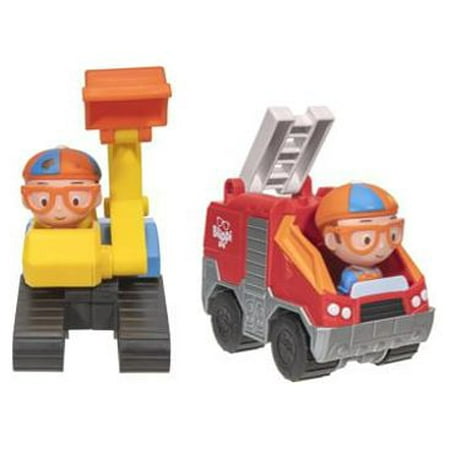 BLIPPI Mini Vehicle 2 Pack, Blippi Excavator and Fire Truck