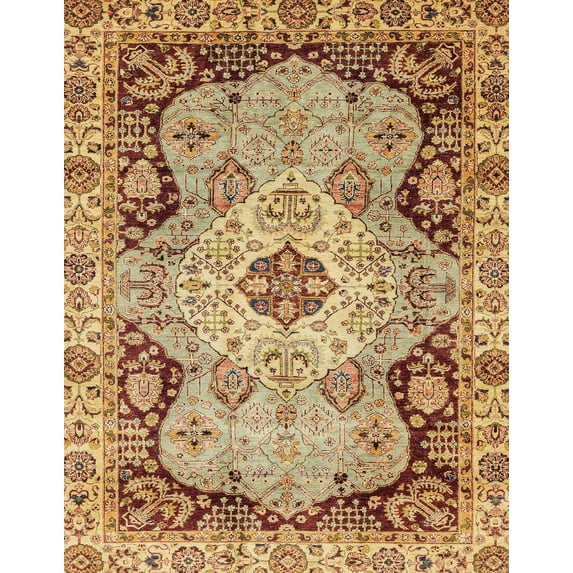Ahgly Company Machine Washable Indoor Rectangle Abstract Yellow Orange Area Rugs, 7' x 10'