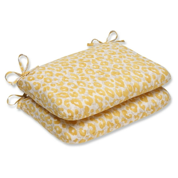 Pillow Perfect Outdoor/ Indoor Snow Leopard Sunburst Rounded Corners Seat Cushion (Set of 2)