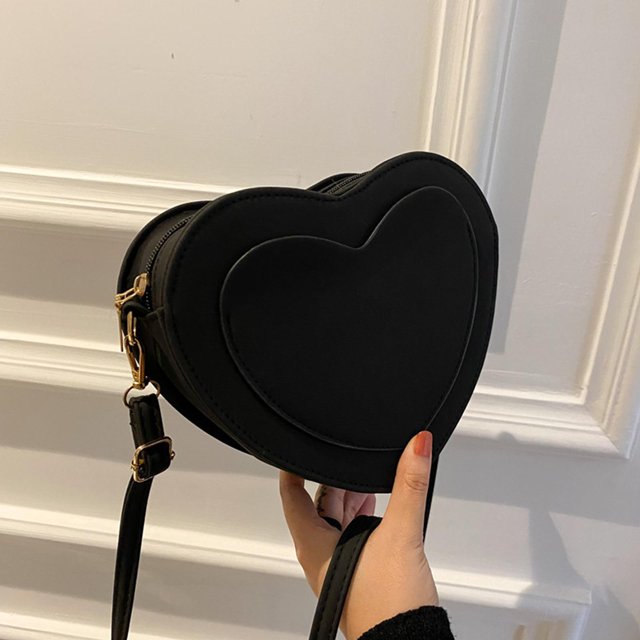 Bolso de hombro en corazón Bolsos de mensajero Bolso bandolera con correa para el hombro corazon negro Colcomx Bolsos de hombro para mujer