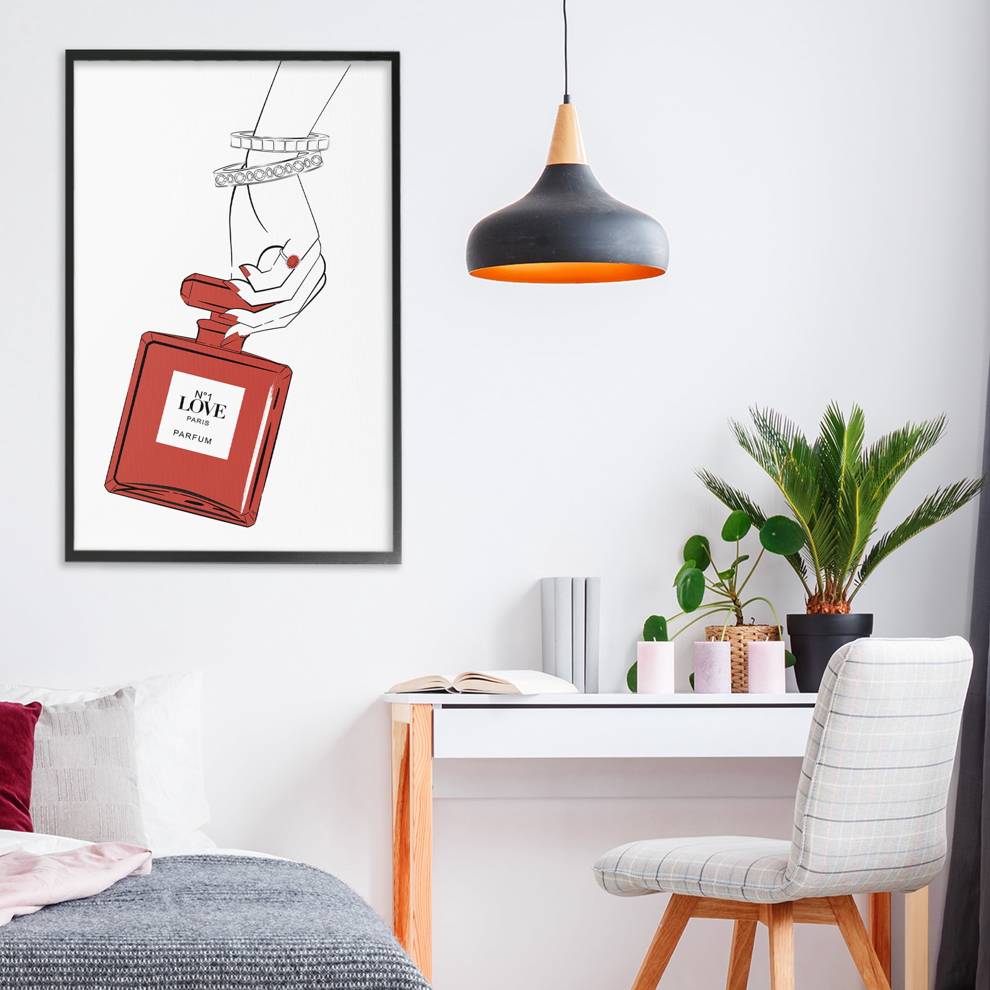 Stupell Industries Red Perfume In Hand Black Framed Giclee Art, design by Martina Pavlova