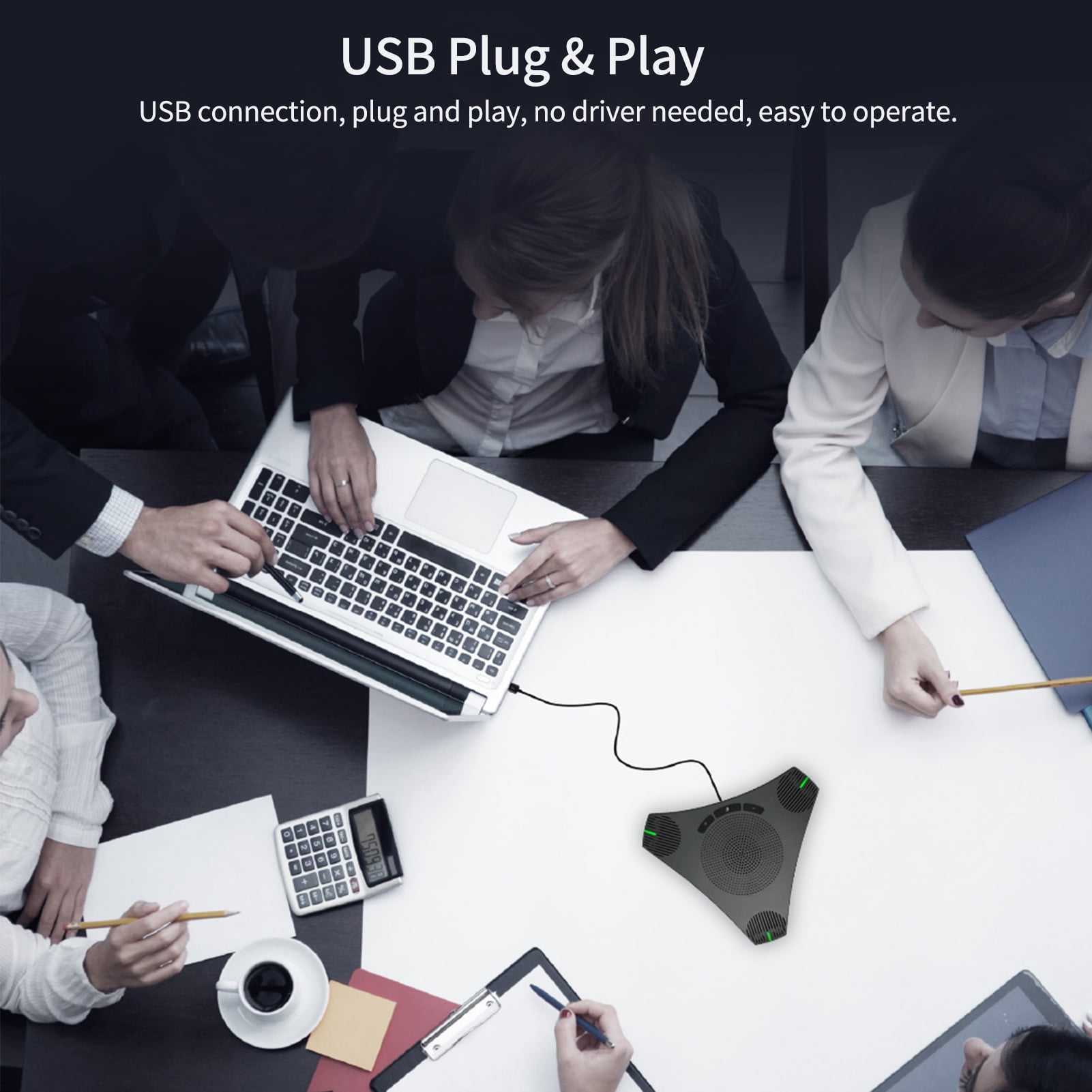 Aibecy USB Speakerphone Conference Microphone Omnidirectional Computer Mic 360° Voice Pickup with Mute Key for Skype/Video Conference/Online Course/Live Streaming/Gaming/Daily Chatting