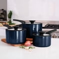thumbnail image 3 of Tramontina Nesting 6-Piece Heavy-Gauge Aluminum Nonstick Sauce Pan Set with Glass Lids, Platinum, Porcelain Enamel, Dishwasher & Oven Safe - Navy, 3 of 12