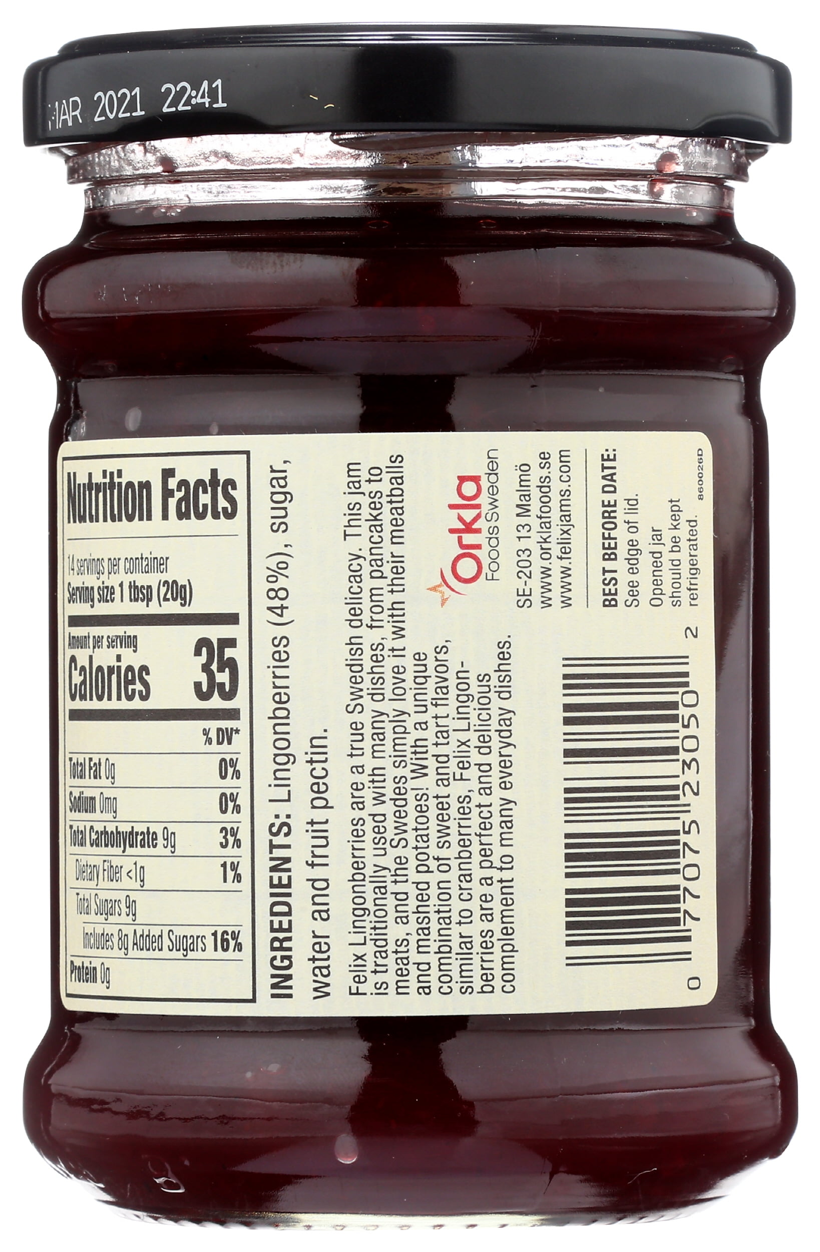 Pack of 8, Felix Lingonberries, 10 oz
