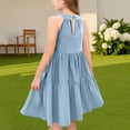thumbnail image 4 of Tranfacy Robe d'Été pour Jeunes Filles, Robe Bohème pour Filles, Robe Mode pour Filles à Col Rond Sans Manches à Empiècements, Robe d'Été Décontractée Ludique et Confortable, 4 of 4