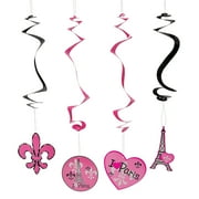 Fun Express Perfectly Paris Dangling Swirls Multi-color Party Streamers, 12 Count