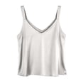 thumbnail image 4 of WEIWEN Womens Silk Satin Camisole Plain Strappy Vest Tops Cropped Tank Tops for Women Cami Shirt V-Neck Spaghetti Strap T-Shirt White, XXL, 4 of 4