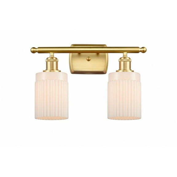 516-2W-SG-G341-Innovations Lighting-Hadley - 2 Light Bath Vanity In Art Deco Style-9 Inches Tall and 16 Inches Wide-Satin Gold Finish-Matte White