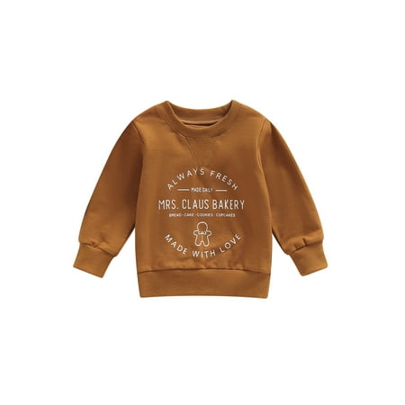 

Christmas Toddler Baby Boys Girls Shirt Long Sleeve Round Neck Letters Print Loose Fall Spring Tops