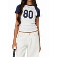 thumbnail image 3 of Gynyvoja Women Short Sleeve Jersey Crop Tops Y2k Graphic Tees Summer Teen Girls Crewneck Slim Fit T-Shirts M, 3 of 9