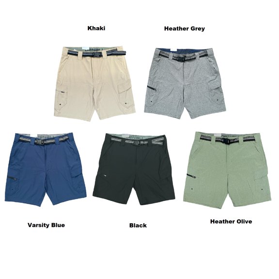 Denali Men's 4 Way Stretch Lightweight Cargo Shorts w/ Clip Belt (Heather Olive, 42)