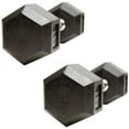thumbnail image 3 of Amber Fight Gear Barbell Coated Hex Dumbbell Weights Set of 2 Hex Rubber Dumbbell with Metal Handles (Various Sizes Available) for Strength Training, Full Body Workout, 3 of 6