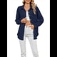 thumbnail image 3 of Camisas de Mujer con Botones, Larga, Cuello Texturizado, Blusa de Trabajo, Blusas Casuales Elegantes con Bolsillo. Azul Marino M, 3 of 10