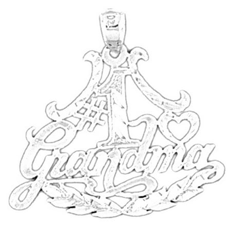18K White Gold #1 Grandma Pendant - 26 mm