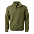 thumbnail image 4 of Timoontee Mens Sweatshirt Fall Long Sleeve Sweatshirts Casual Mock Neck Tops Spring Tops Quarter Zip Pullover with Patch Sleeves Army Green M, 4 of 8