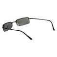 thumbnail image 4 of Mens Spring Hinge Narrow Rectangular Rimless Classy Metal Rim Sunglasses All Black, 4 of 4
