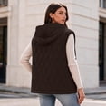 thumbnail image 6 of Cmfcve Womens Plus Size Winter Hooded Quilted Faux Suede Vest Full Zip Sleeveless Jacket Casual Warm Padded Outerwear, 6 of 8