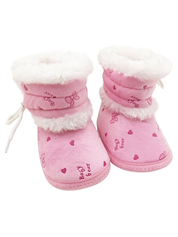 HEART SPEAKER Stars Print Baby Girl Boy Fashion Canvas Anti-Slip Thick Warm Shoes Winter Boots Size 12cm 7#