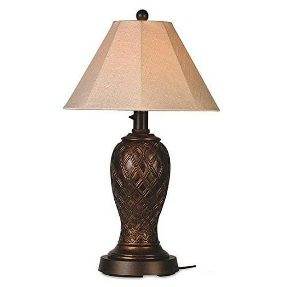 Patio Living Concepts Monterey 34 Inch Outdoor Table Lamp w/ Antique Beige Linen Sunbrella Shade