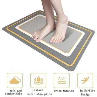WNOMDY Bath Stone Mats Diatomaceous Earth Bath Mat Fast Water Drying Super Absorbent Diatomite Mat with Non-Slip for Bathroom,Ki