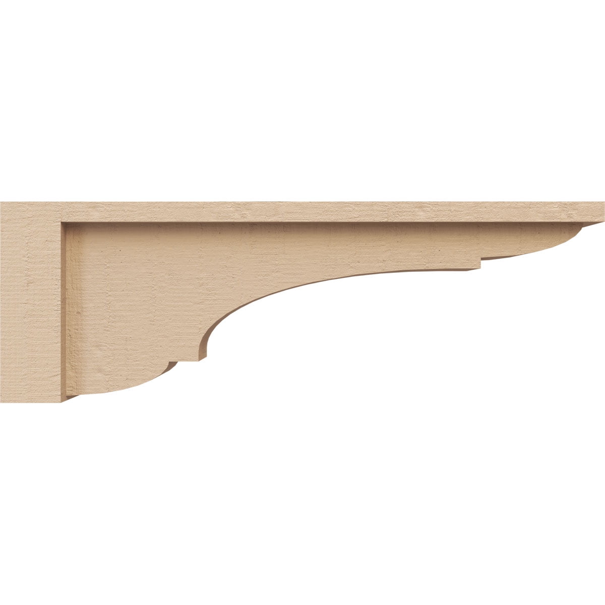 3"W x 18"D x 6"H Thin Bryant Rough Cedar Woodgrain TimberThane Corbel, Primed Tan