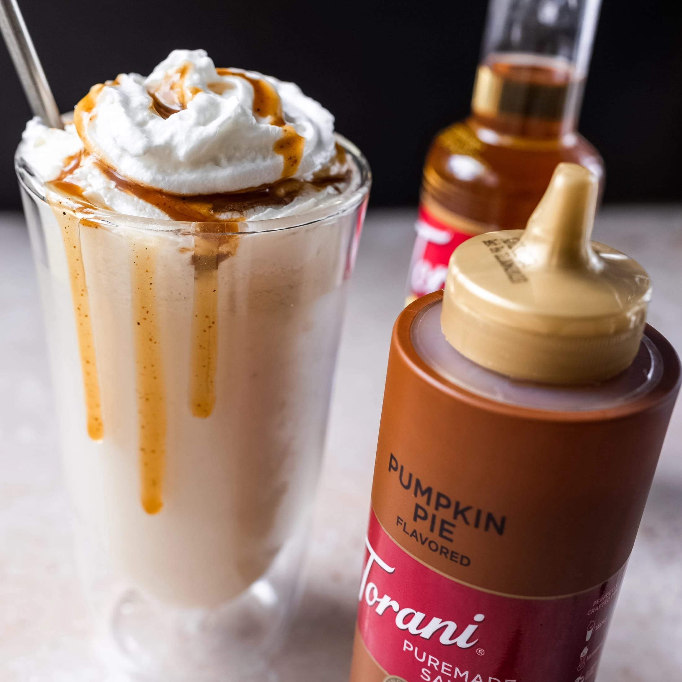 Torani Puremade Pumpkin Pie Sauce, Plastic Bottle, Coffee and Dessert Topping, Dairy Allergen, 16.5 oz