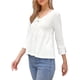 thumbnail image 4 of INSPIRAR CHIC Blusa Casual de Peplum para Mujer con Manga 3/4, Cuello en V con Lazo y Dobladillo con Volantes, Verano, L Blanco, 4 of 6