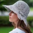 thumbnail image 2 of Qarigey Sombrero de sol clásico para mujer, sombrero de paja cómodo y a la moda, sombrero de copa británica para mujer, sombrilla Sombreros gris, 2 of 6