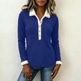 thumbnail image 5 of GUACER Sherpa Collared Tops for Women Long Sleeve Ribbed Knit Pullover Fuzzy Trim Button Up Sweaters Fall Winter Thermal, 5 of 8