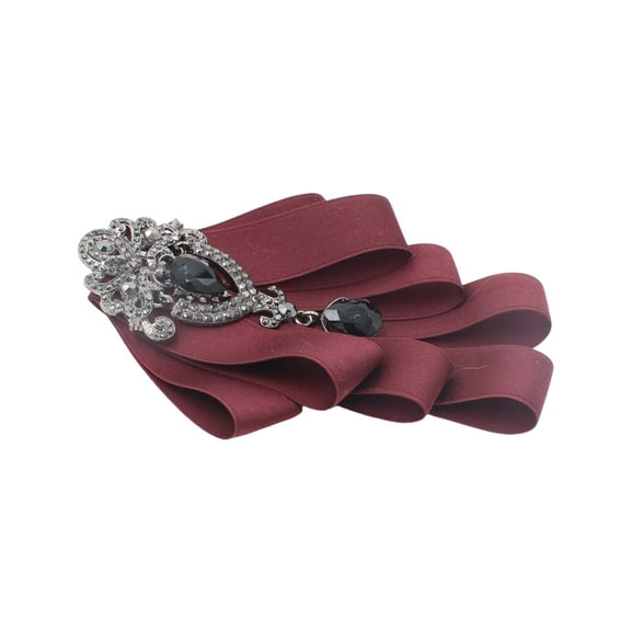 Christmas Bowtie for Men Women Rhinestones Crystal Jabot Collar Brooch Pin Fashion Pre Tied Neck Tie for Wedding Parties